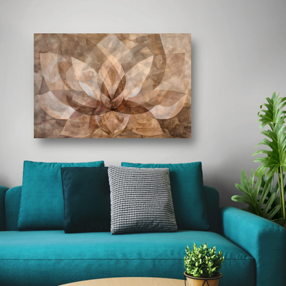 Sepia Lotus Bloesem Abstracte Kunstwerk canvas