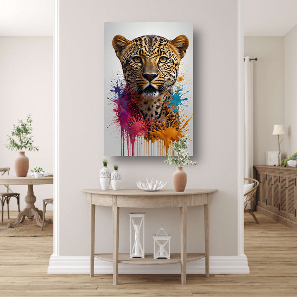 Expressief Abstract Luipaard met Kleurspat acrylglas
