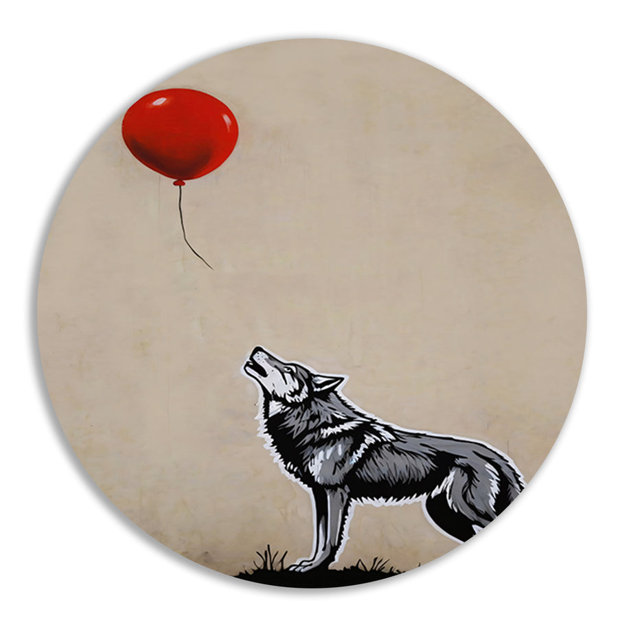 Starende wolf en de vliegende rode ballon forex muurcirkel