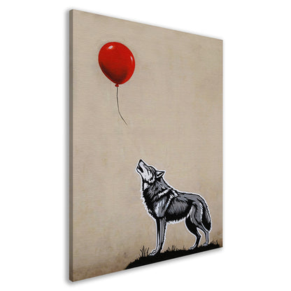 Starende wolf en de vliegende rode ballon canvas