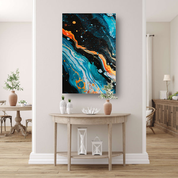 Abstract kleuren explosie op canvas canvas met baklijst