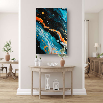 Abstract kleuren explosie op canvas canvas met baklijst