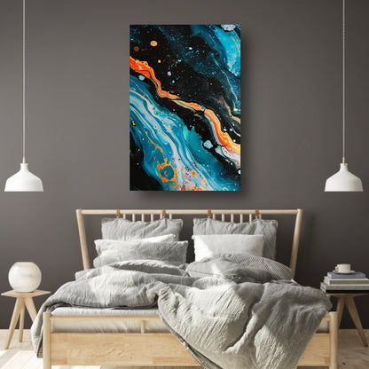 Abstract kleuren explosie op canvas canvas met baklijst