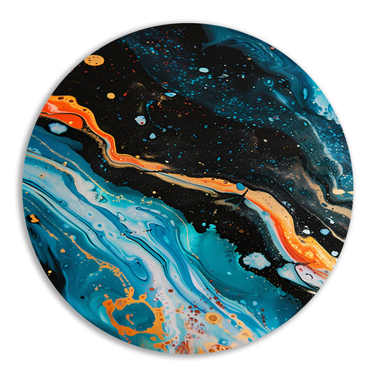 Abstract kleuren explosie aluminium muurcirkel