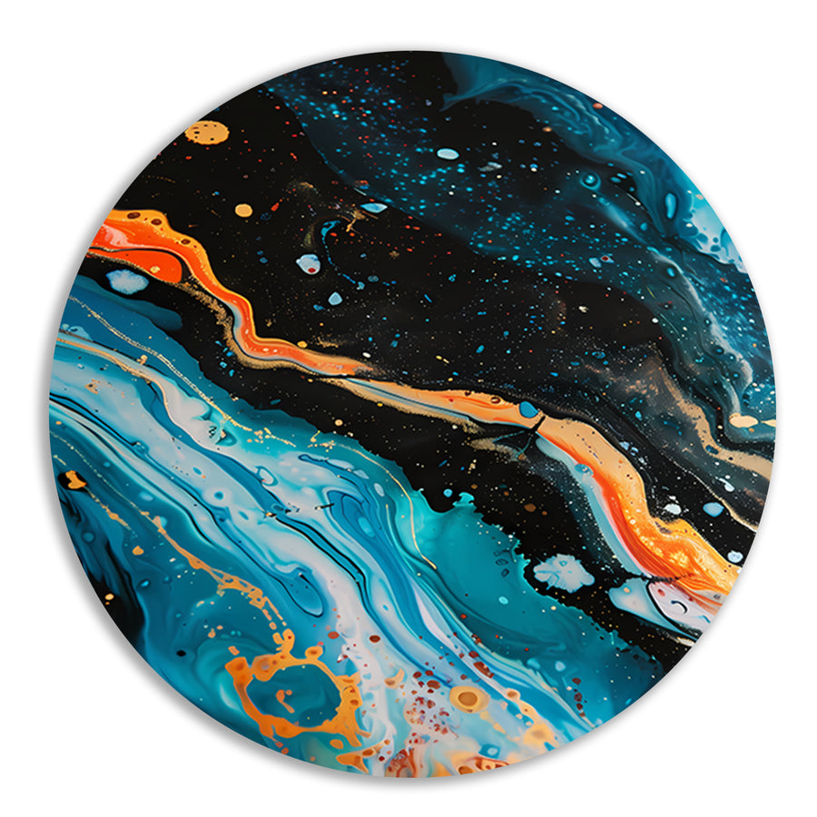 Abstract kleuren explosie aluminium muurcirkel
