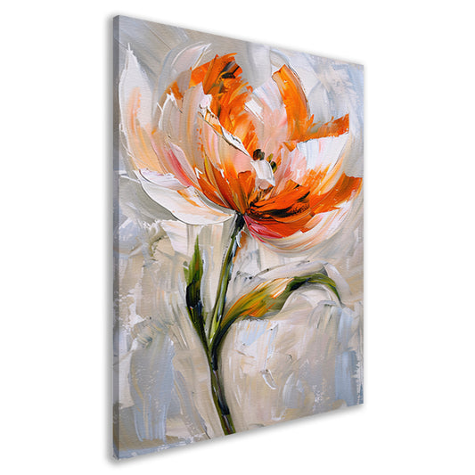 Abstract bloemschilderij met oranje tinten canvas