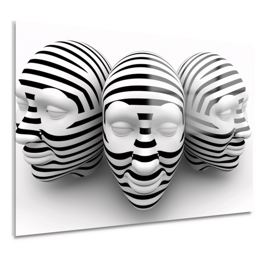 Drie Gestreepte Zwart Wit Maskers acrylglas