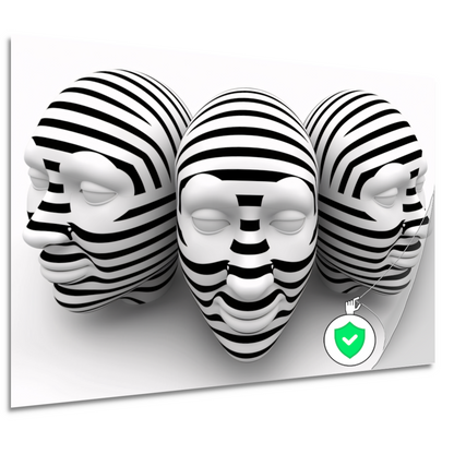 Drie Gestreepte Zwart Wit Maskers poster