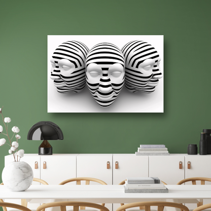 Drie Gestreepte Zwart Wit Maskers poster