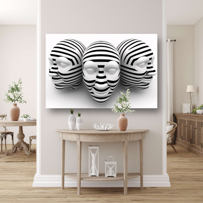 Drie Gestreepte Zwart Wit Maskers poster