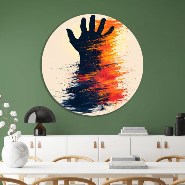 Abstract Hand in Kleurrijk Verfstreken forex muurcirkel