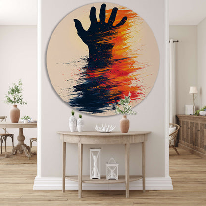 Abstract Hand in Kleurrijk Verfstreken forex muurcirkel