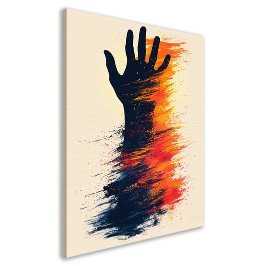 Abstract Hand in Kleurrijk Verfstreken canvas