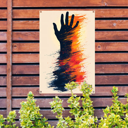 Abstract Hand in Kleurrijk Verfstreken tuinposter