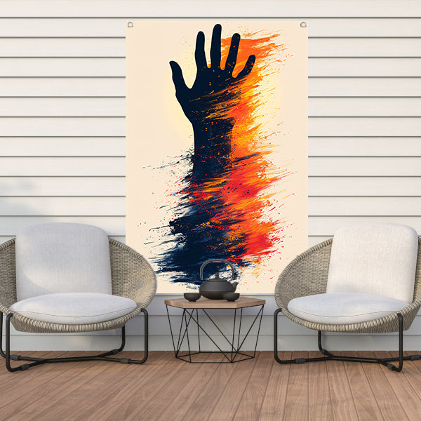 Abstract Hand in Kleurrijk Verfstreken tuinposter