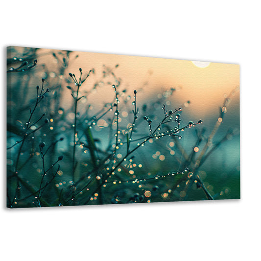 Subtiele ochtenddauw op delicate takken canvas