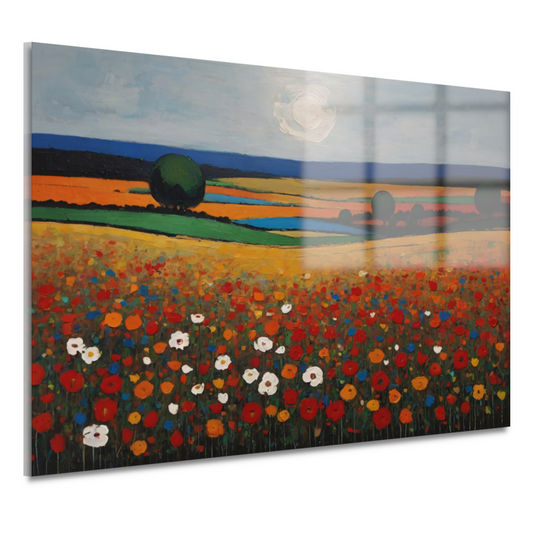 Zomerse Bloei in Kleurrijk Impressief Landschap acrylglas