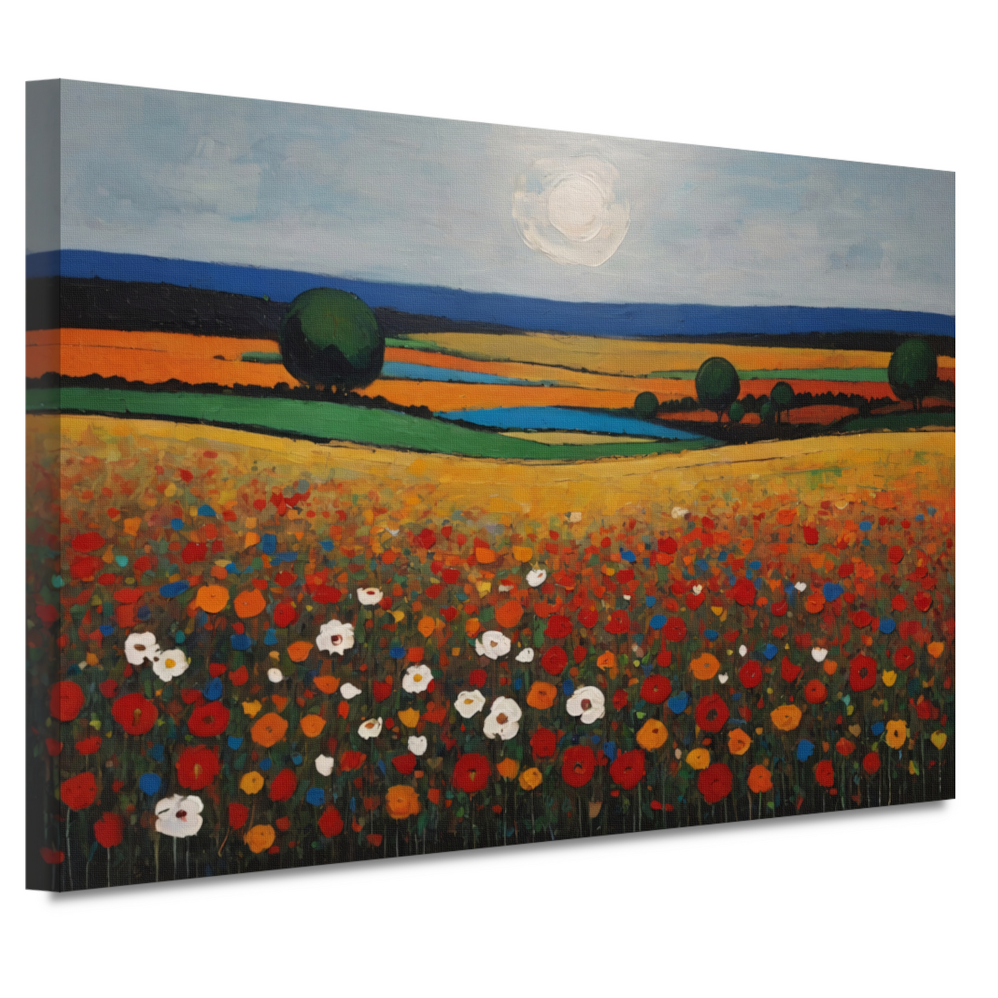 Zomerse Bloei in Kleurrijk Impressief Landschap canvas