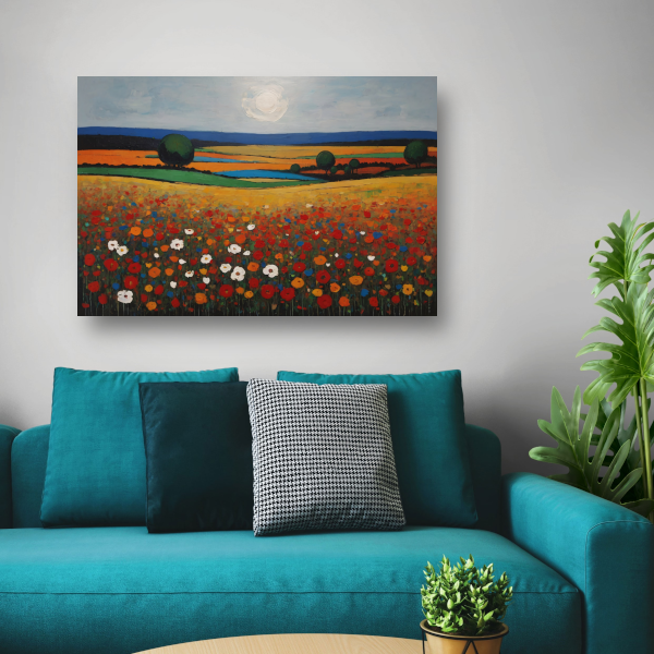 Zomerse Bloei in Kleurrijk Impressief Landschap canvas