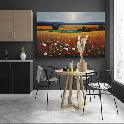 Zomerse Bloei in Kleurrijk Impressief Landschap poster