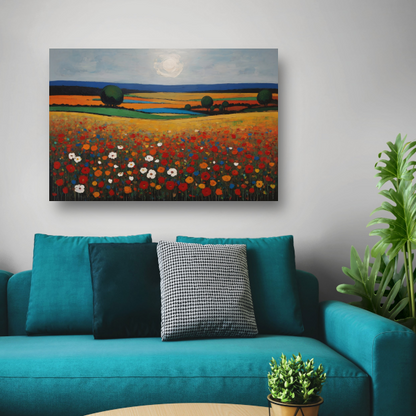 Zomerse Bloei in Kleurrijk Impressief Landschap acrylglas