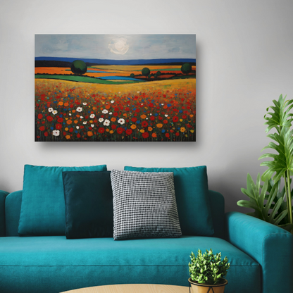 Zomerse Bloei in Kleurrijk Impressief Landschap poster