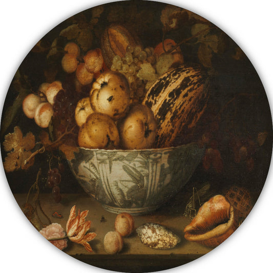 Stilleven van fruit - Balthasar van der Ast aluminium muurcirkel