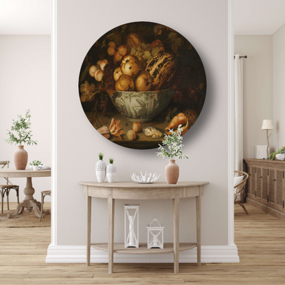 Stilleven van fruit - Balthasar van der Ast aluminium muurcirkel