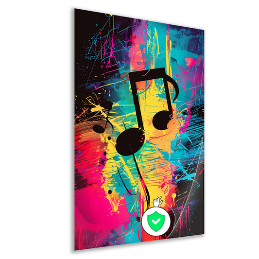 Abstract Muzieknoten in Kleurrijk Verfspatten poster