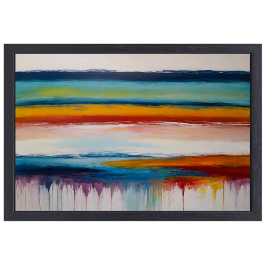 Abstracte Symfonie van Kleurrijke Horizonten canvas met baklijst