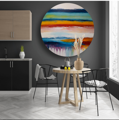 Abstracte Symfonie van Kleurrijke Horizonten forex muurcirkel