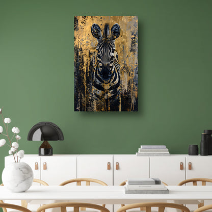 Mysterieus zebra portret in gouden stijl poster