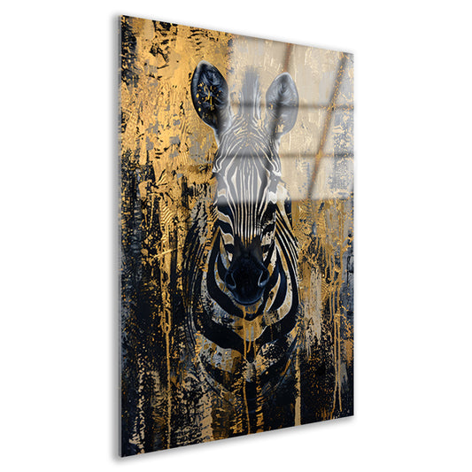 Mysterieus zebra portret in gouden stijl acrylglas