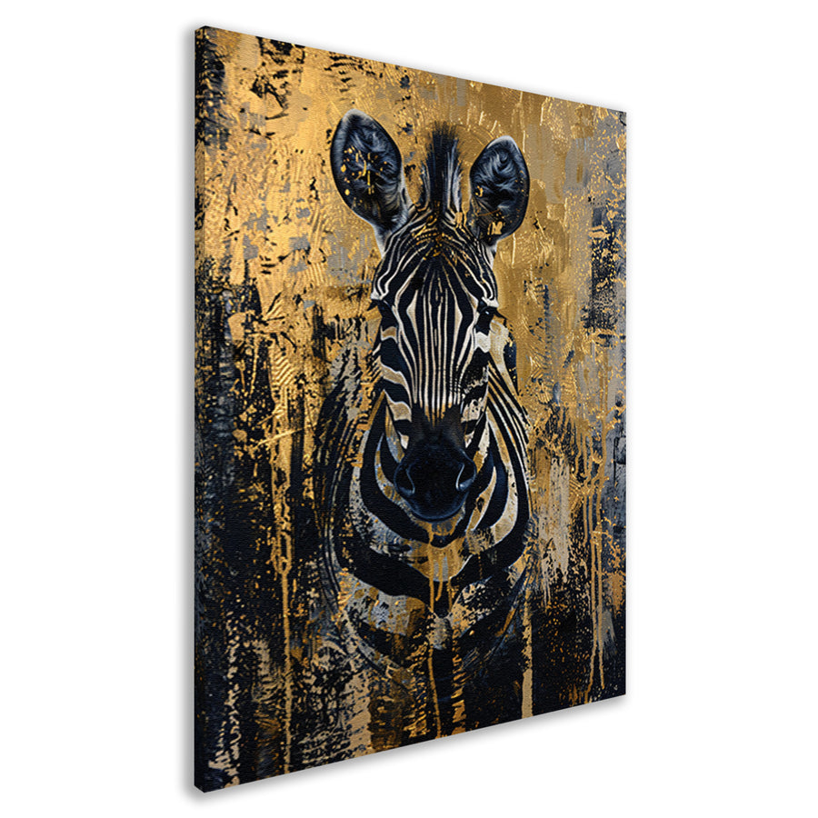 Mysterieus zebra portret in gouden stijl canvas