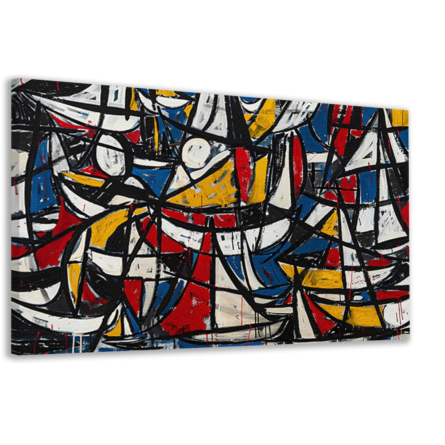 Abstracte dynamische schilderij met kleurrijke boten canvas
