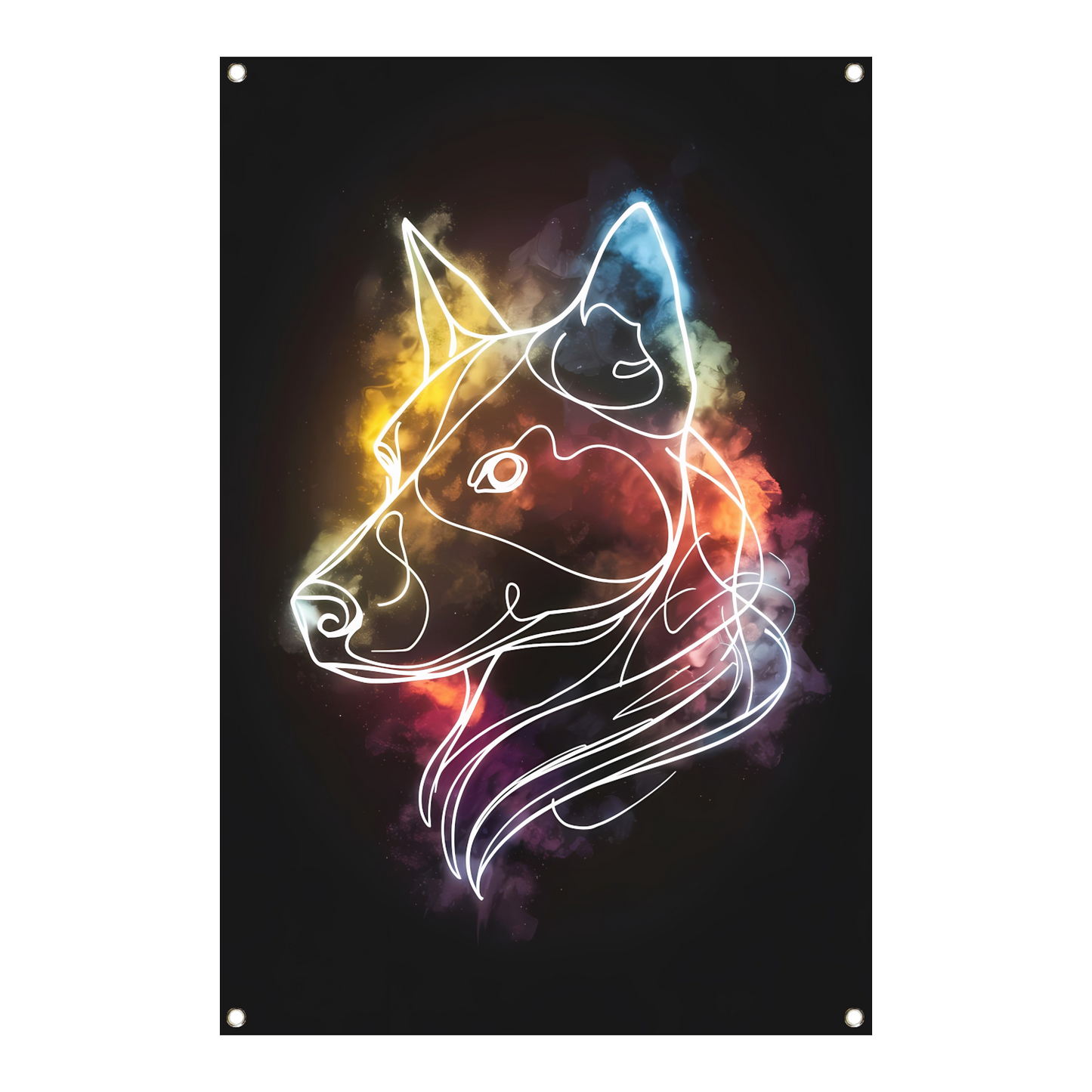 Wolf Silhouet met Abstract Kleurenspectrum tuinposter