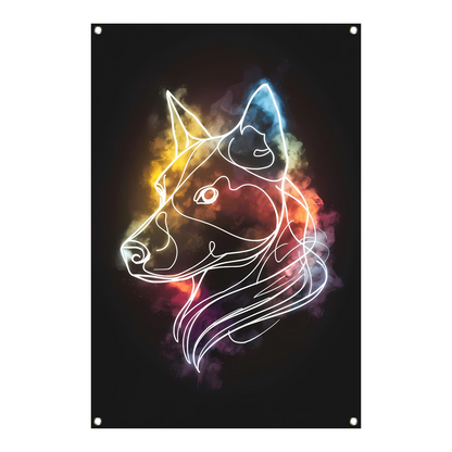 Wolf Silhouet met Abstract Kleurenspectrum tuinposter