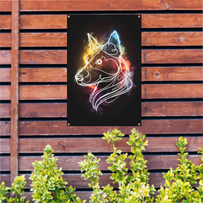 Wolf Silhouet met Abstract Kleurenspectrum tuinposter