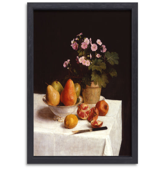 Stilleven (sleutelbloemen, peren en promenaten) - Henri Fantin-Latour canvas met baklijst