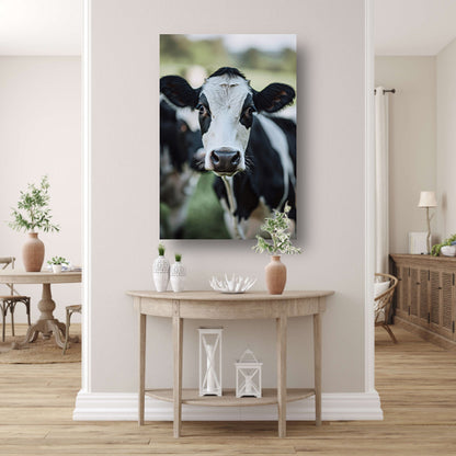 Zwart-wit portret van een koe canvas