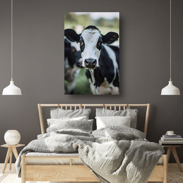 Zwart-wit portret van een koe canvas