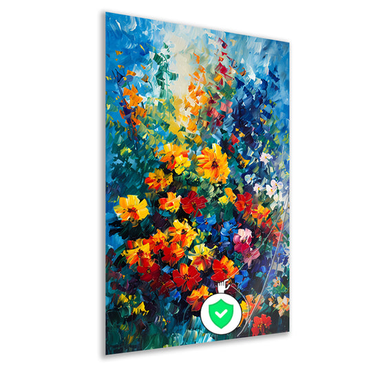Kleurrijke abstracte bloemenveld schilderij poster