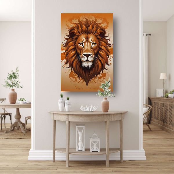 Koninklijke Leeuw in Oranje en Bruin canvas