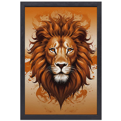 Koninklijke Leeuw in Oranje en Bruin canvas met baklijst