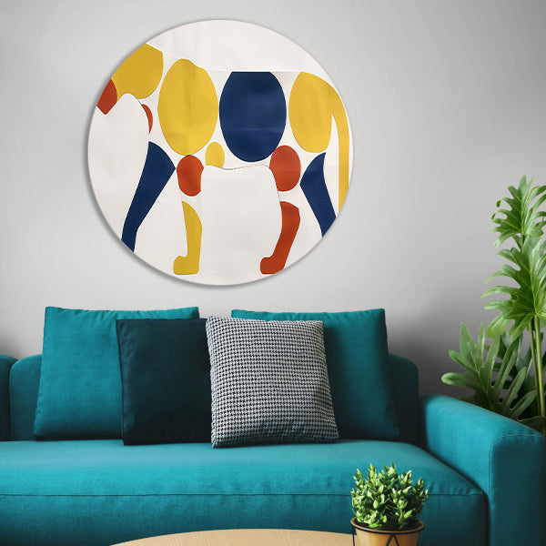 Kleurrijk abstract kunstwerk van een cheetah aluminium muurcirkel