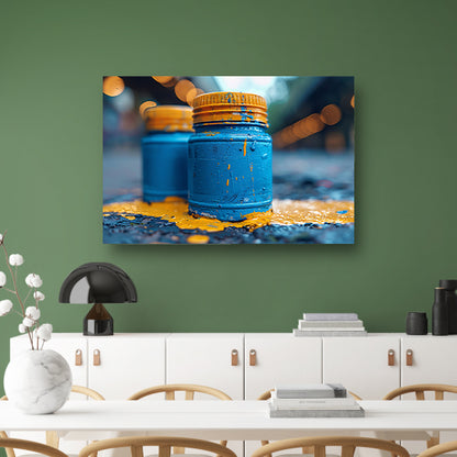 Minimalistisch blauwe potten canvas