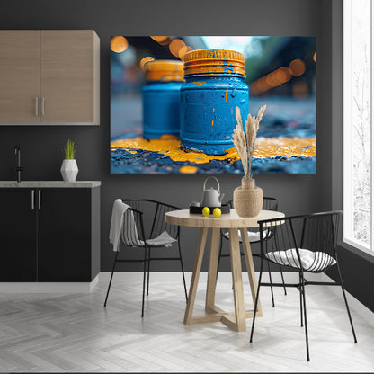 Minimalistisch blauwe potten canvas