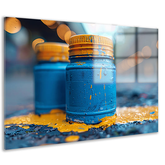 Minimalistisch blauwe potten acrylglas