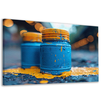 Minimalistisch blauwe potten canvas