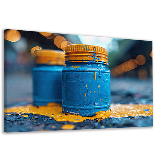 Minimalistisch blauwe potten canvas